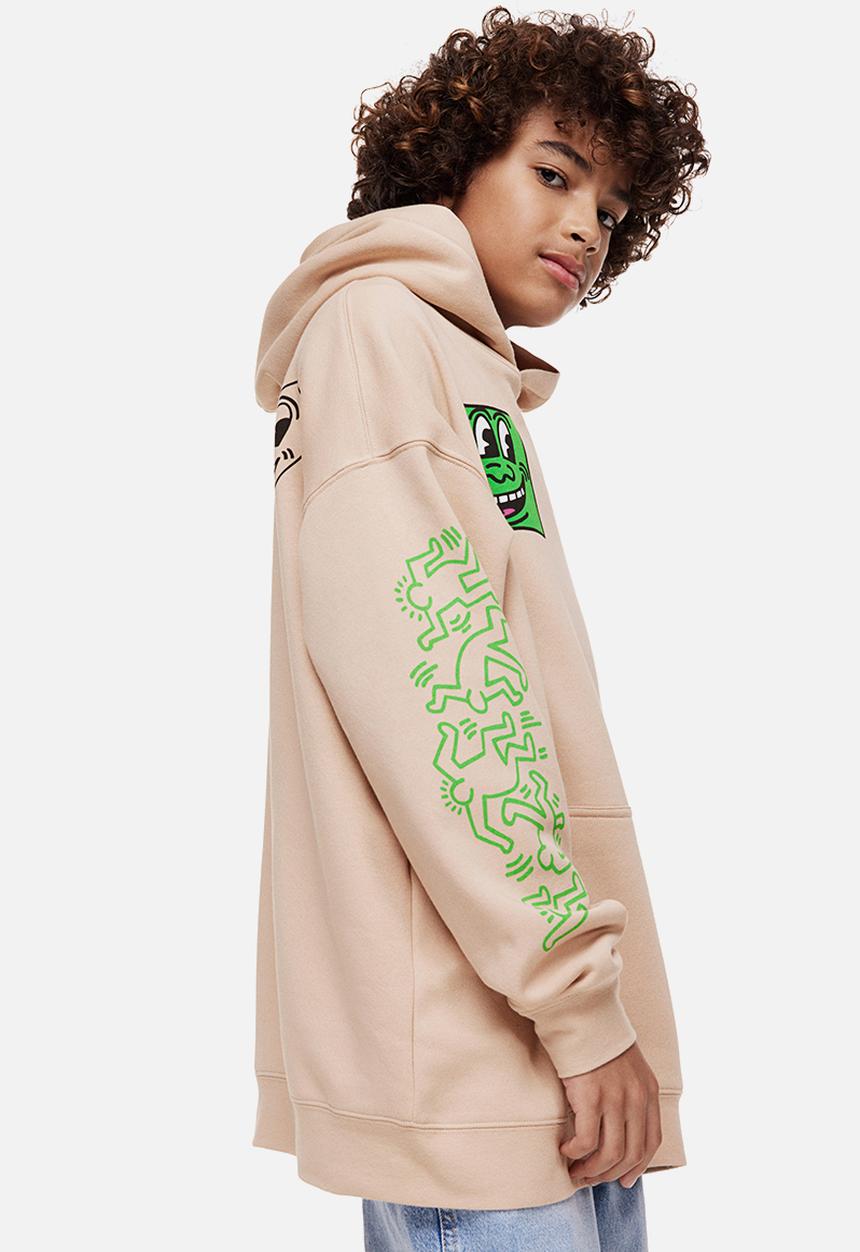 H&M - Keith Haring x H&M: Oversized printed hoodie - beige
