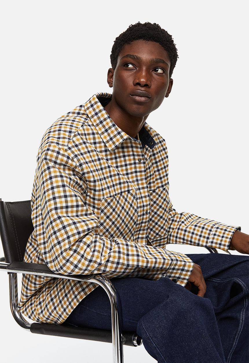 H&M - Padded overshirt - yellow & black checked