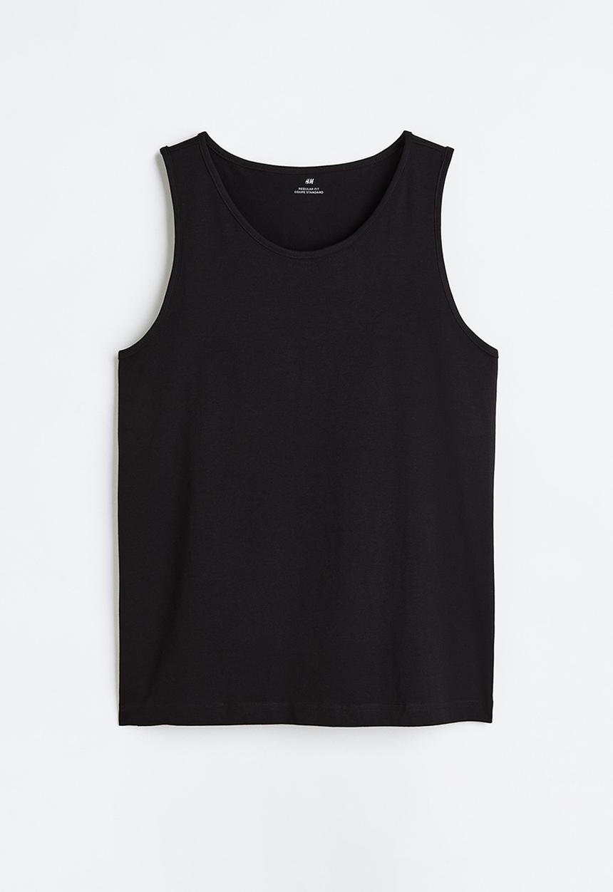 H&M - Cotton jersey vest top - black