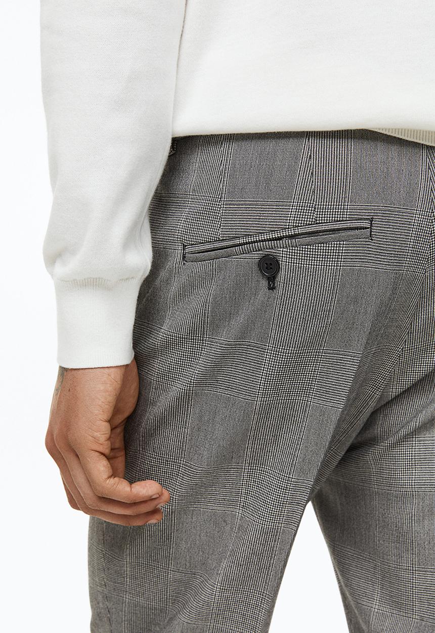 H&M - Slim fit trousers - grey checked 