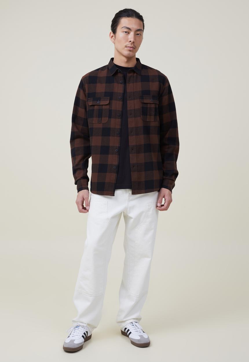 Cotton On - Greenpoint long sleeve shirt - ginger buffalo check