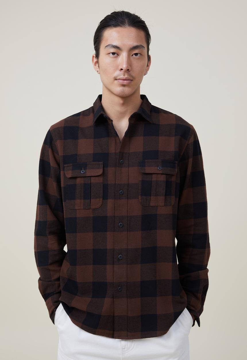 Cotton On - Greenpoint long sleeve shirt - ginger buffalo check