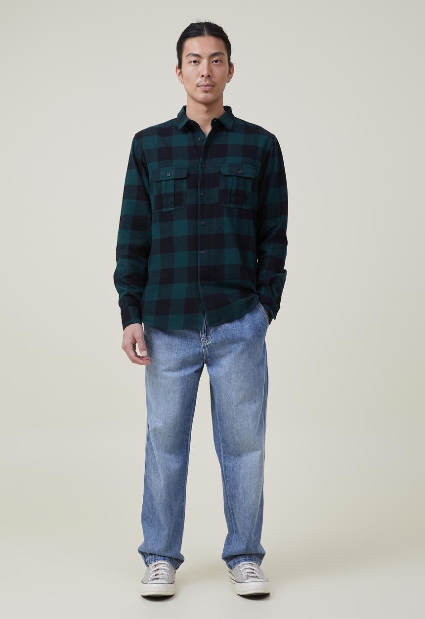 Cotton On - Greenpoint long sleeve shirt - jungle buffalo check