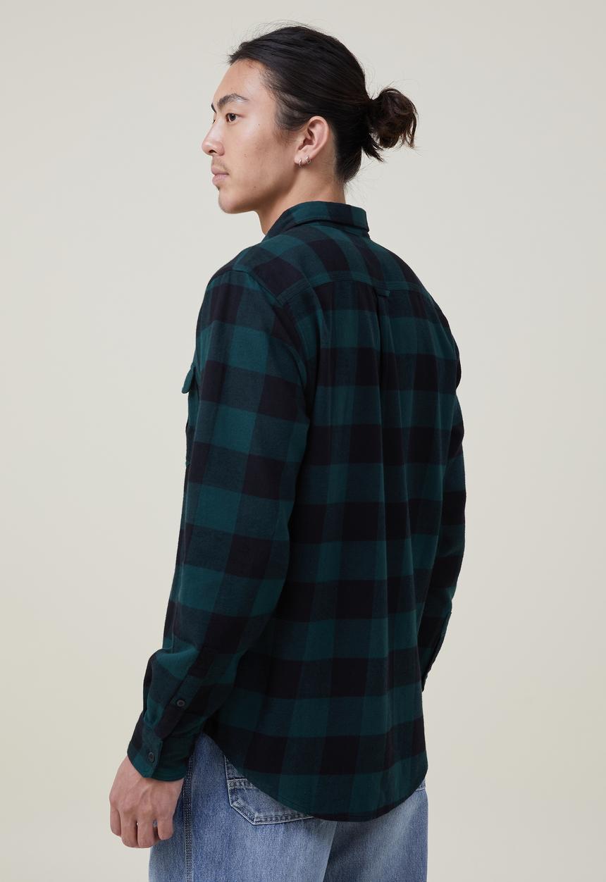 Cotton On - Greenpoint long sleeve shirt - jungle buffalo check
