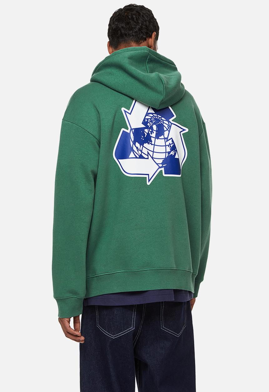 H&M - Relaxed fit printed hoodie - green earth 