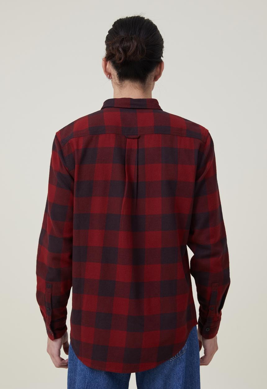 Cotton On - Greenpoint long sleeve shirt - red buffalo check