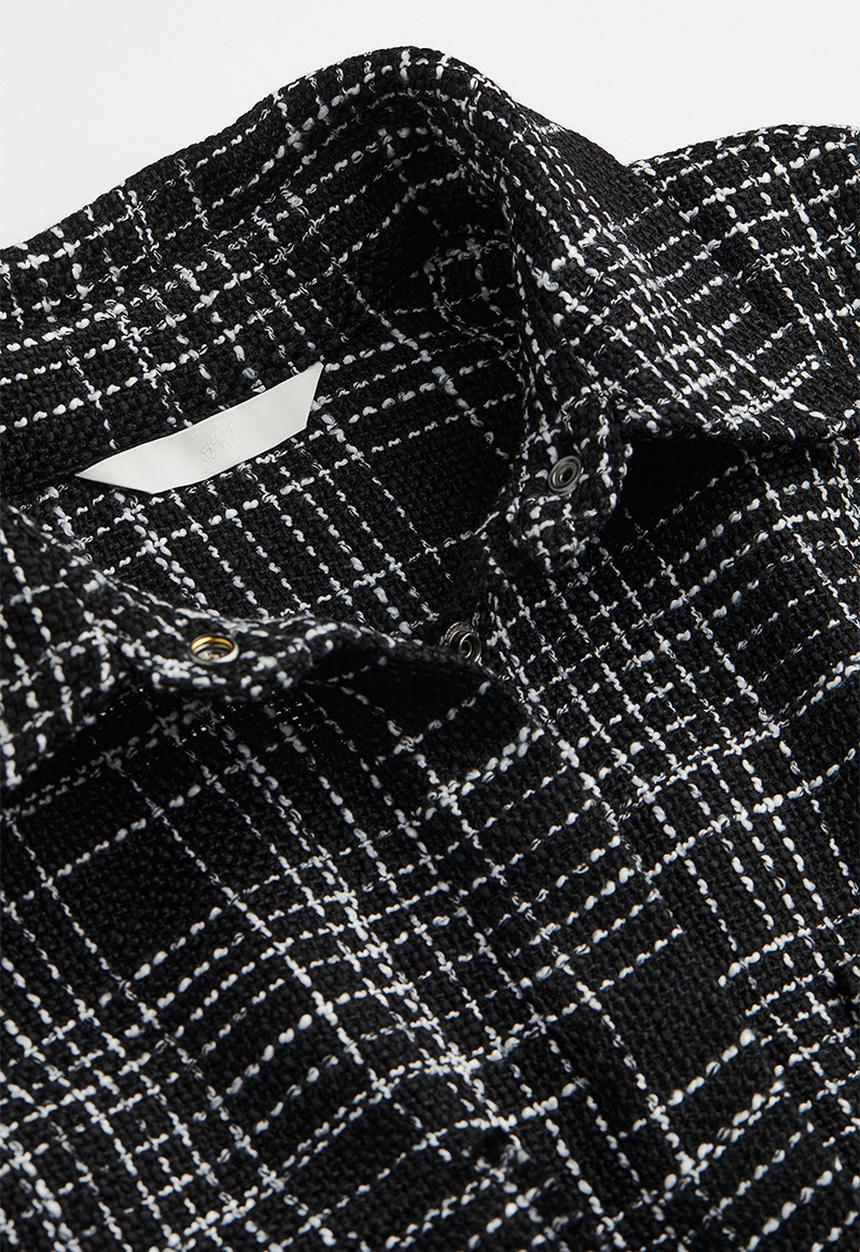 H&M - Bouclé shacket - black/checked