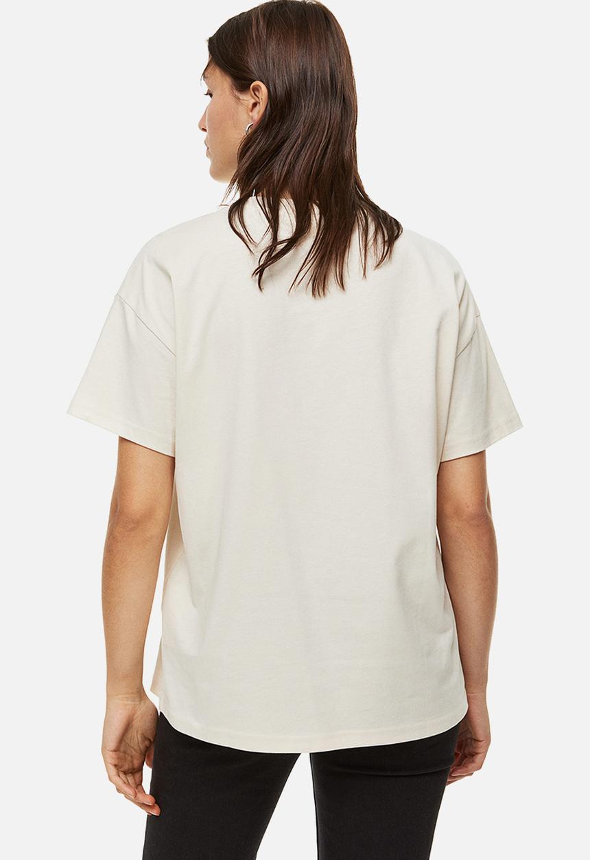 H&M - Oversized printed t-shirt - light beige/nirvana