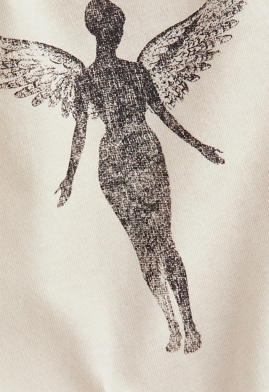 H&M - Oversized printed t-shirt - light beige/nirvana