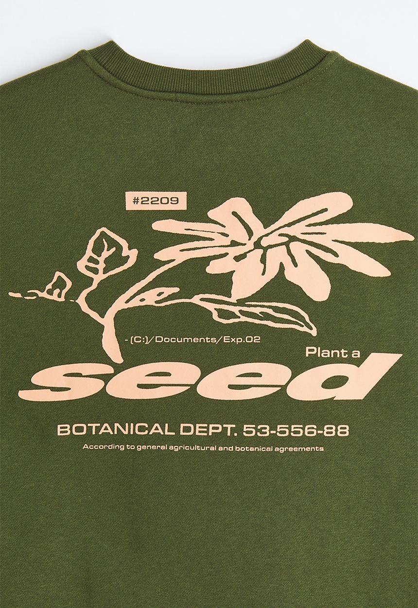 H&M - Relaxed fit printed sweatshirt -  moss green