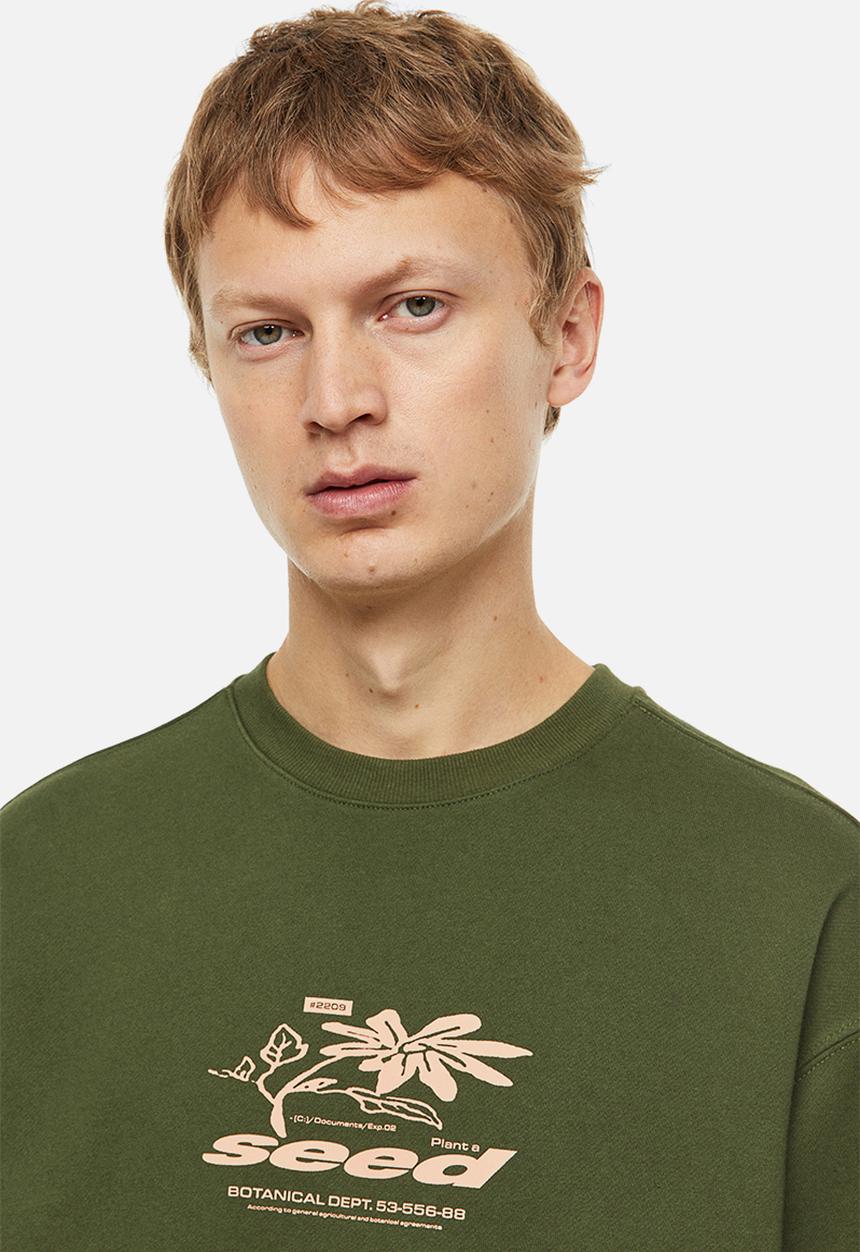 H&M - Relaxed fit printed sweatshirt -  moss green