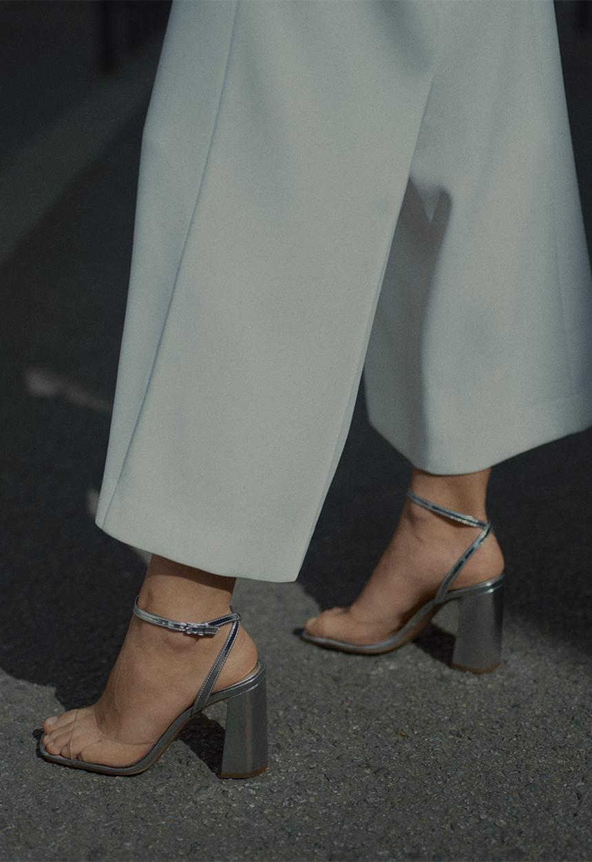 MANGO - Sun2 barely there block heel - silver