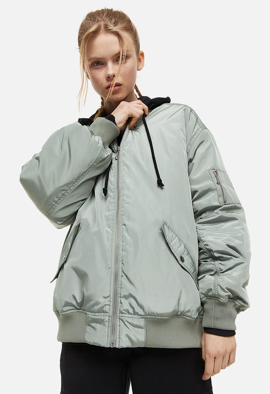 H&M - Padded bomber jacket - light khaki green