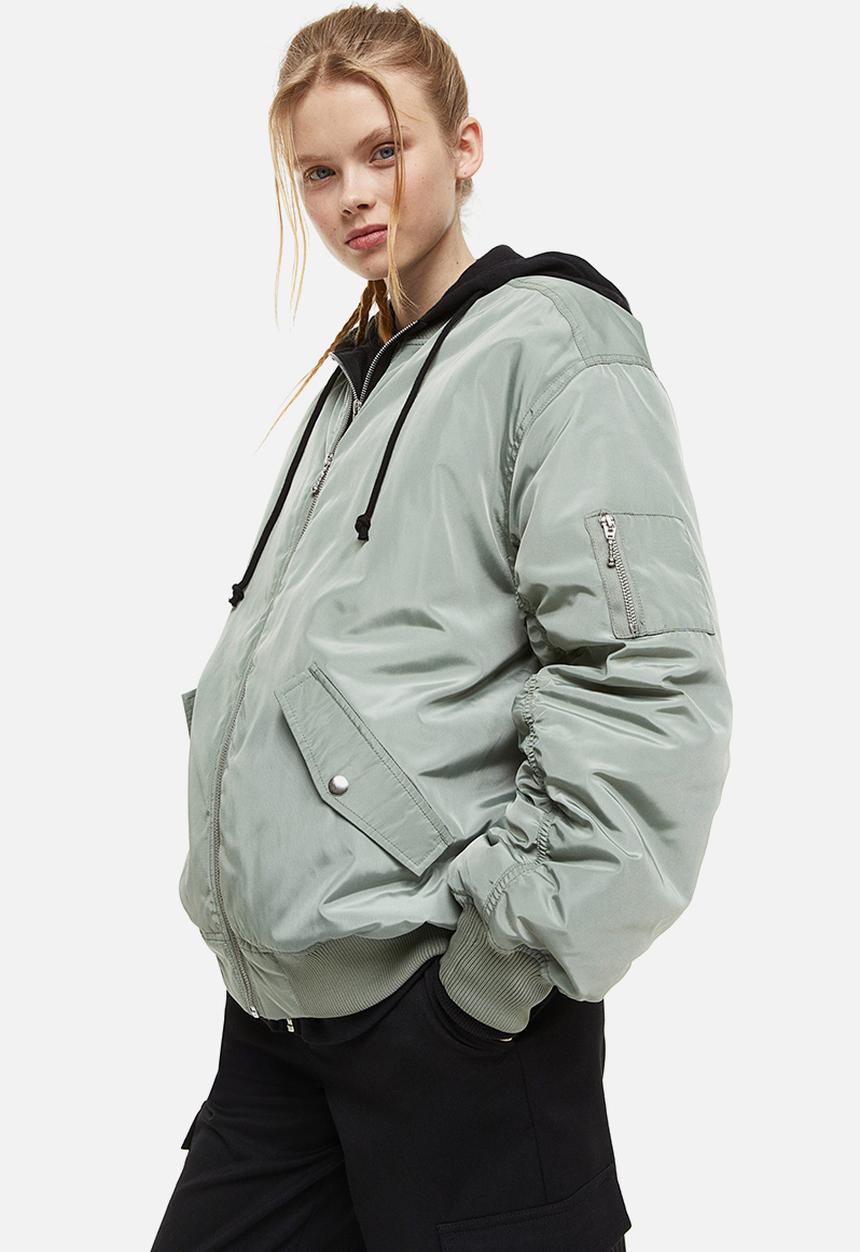 H&M - Padded bomber jacket - light khaki green