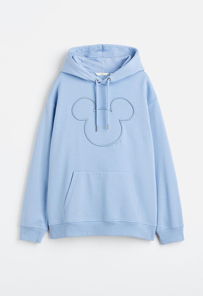H&M - Motif-front hoodie - light blue/mickey mouse