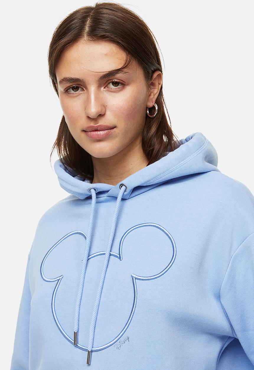 H&M - Motif-front hoodie - light blue/mickey mouse