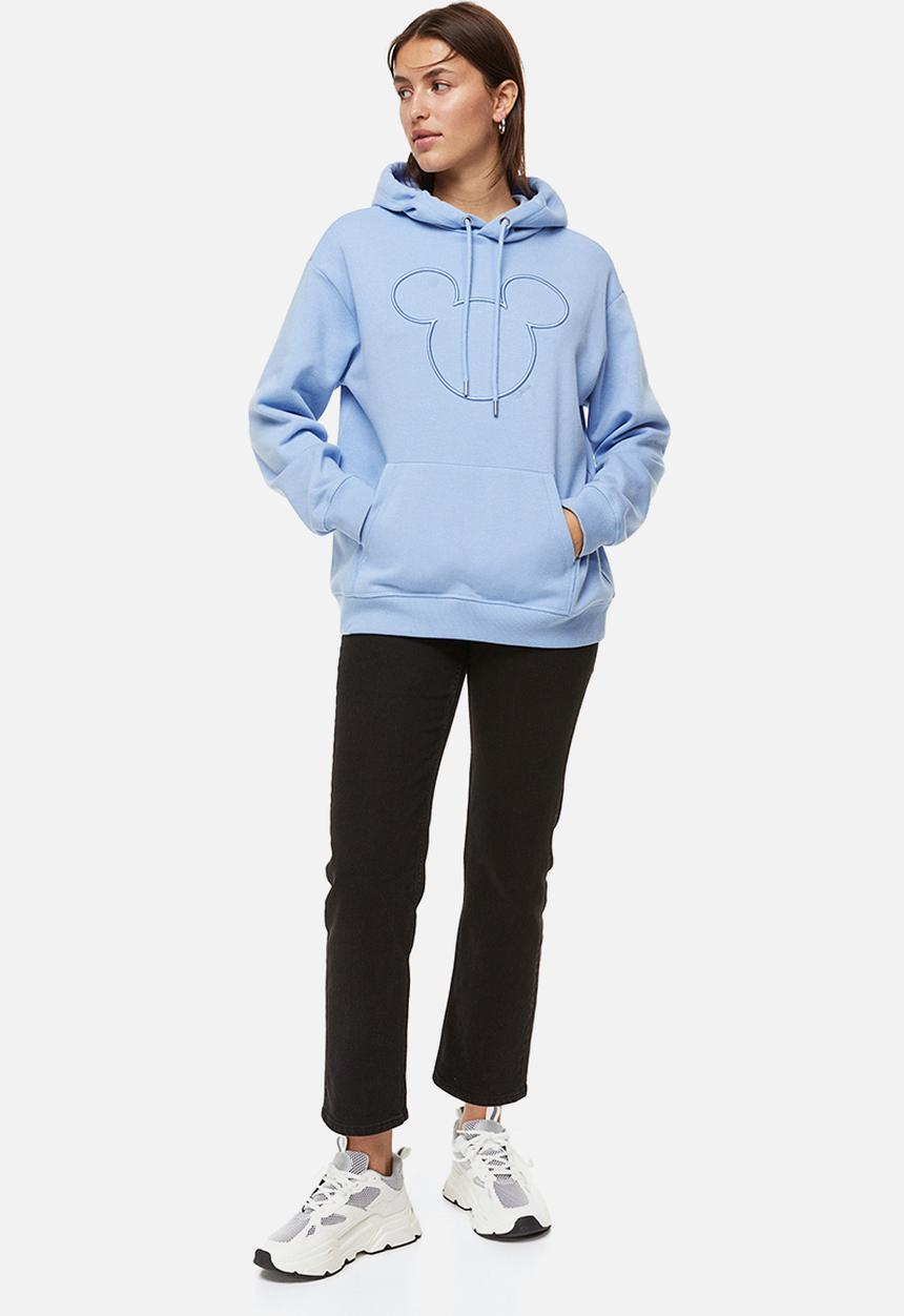 H&M - Motif-front hoodie - light blue/mickey mouse