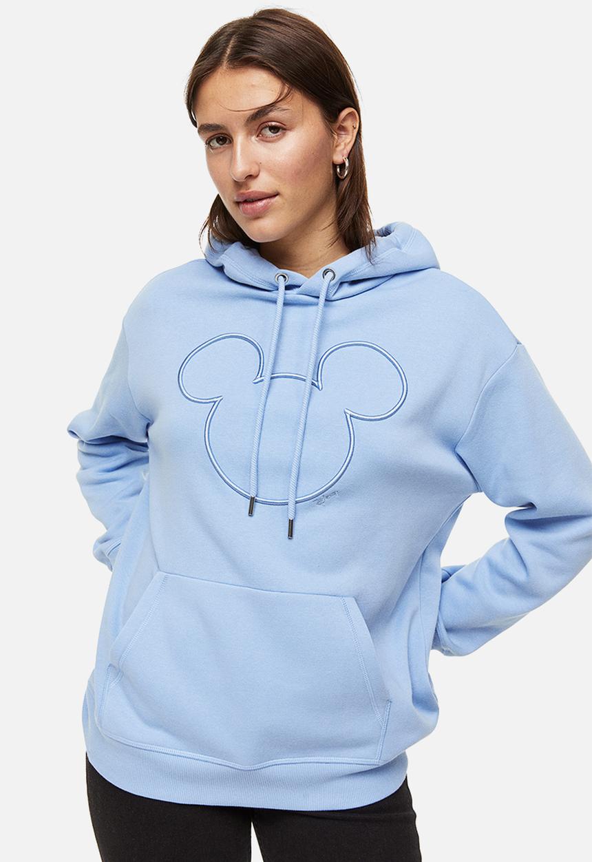 H&M - Motif-front hoodie - light blue/mickey mouse