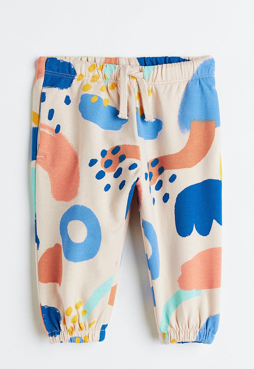 H&M - Cotton joggers - light beige/patterned