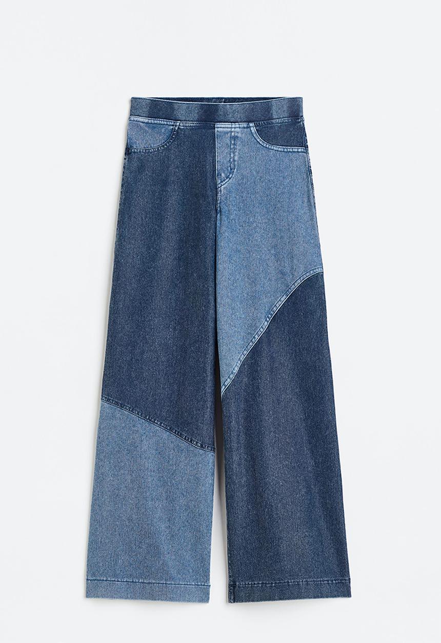H&M - Wide trousers - denim blue/block-coloured