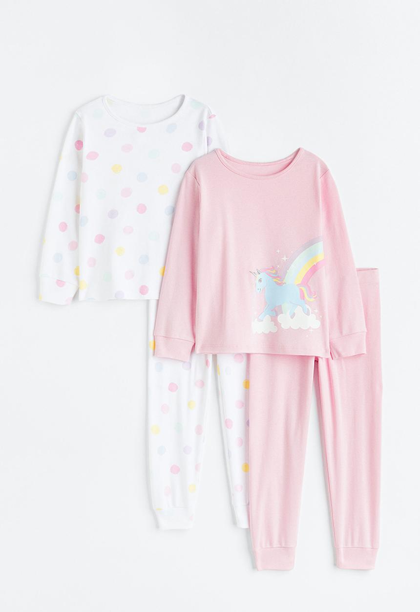 H&M - 2-pack jersey pyjamas - light pink/spotted