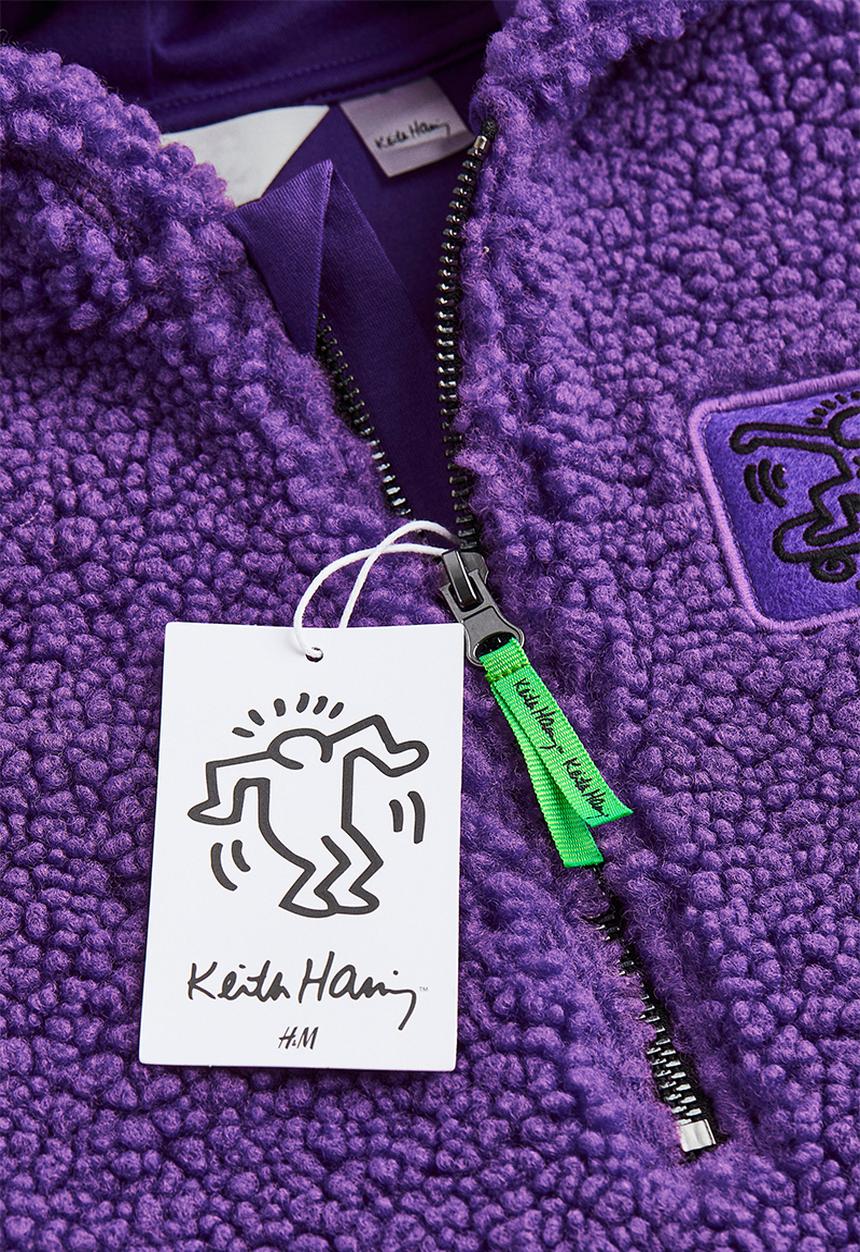 H&M - Keith Haring x H&M: Zip-top teddy hoodie - purple/keith haring
