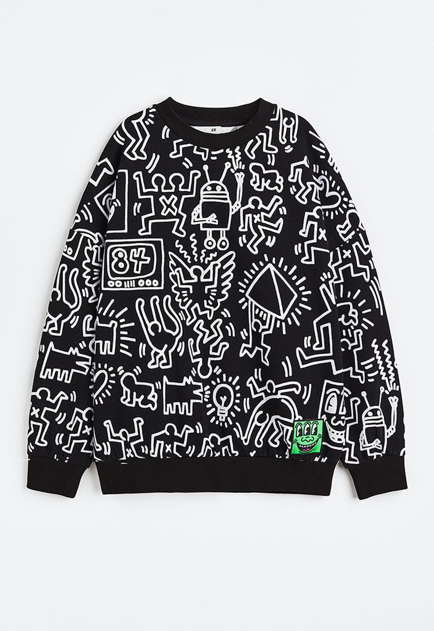 H&M - Keith Haring x H&M: Oversized printed sweatshirt - black/keith haring