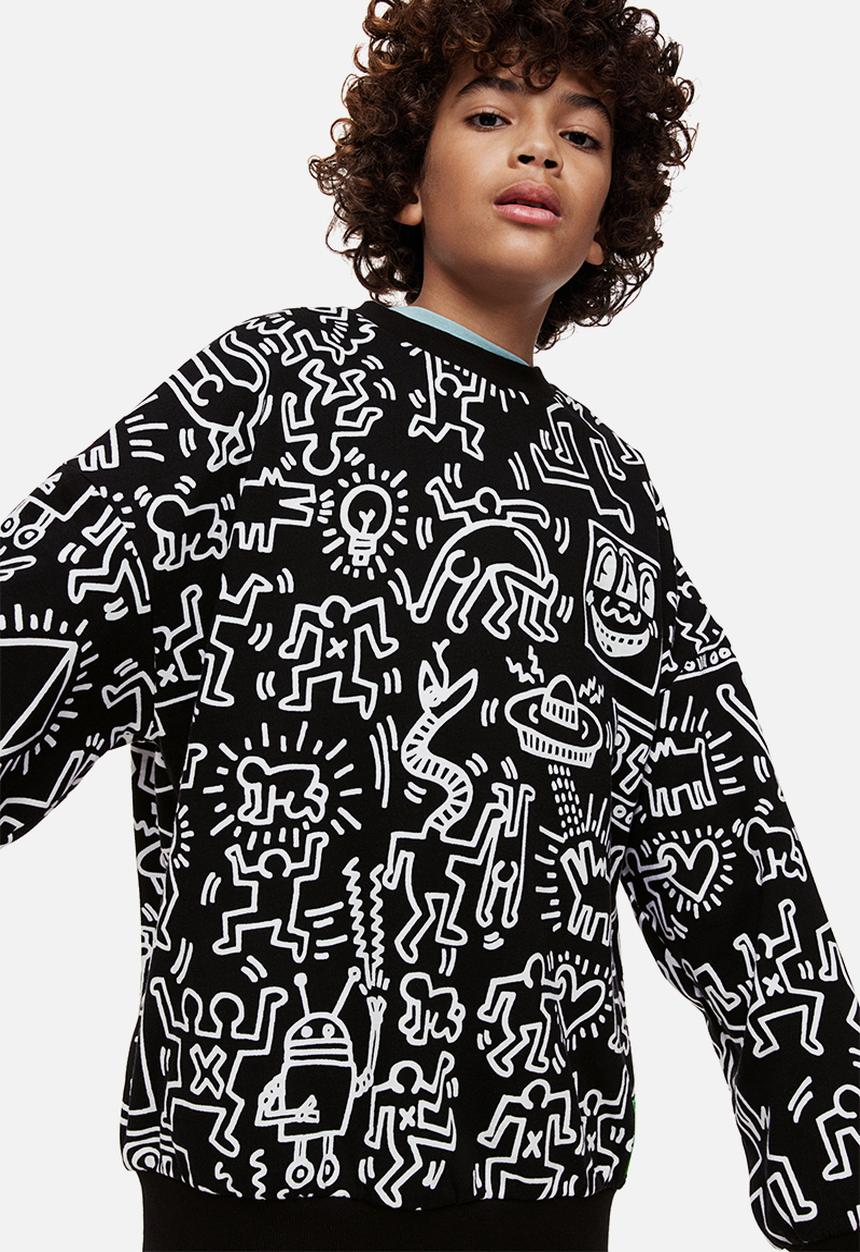 H&M - Keith Haring x H&M: Oversized printed sweatshirt - black/keith haring