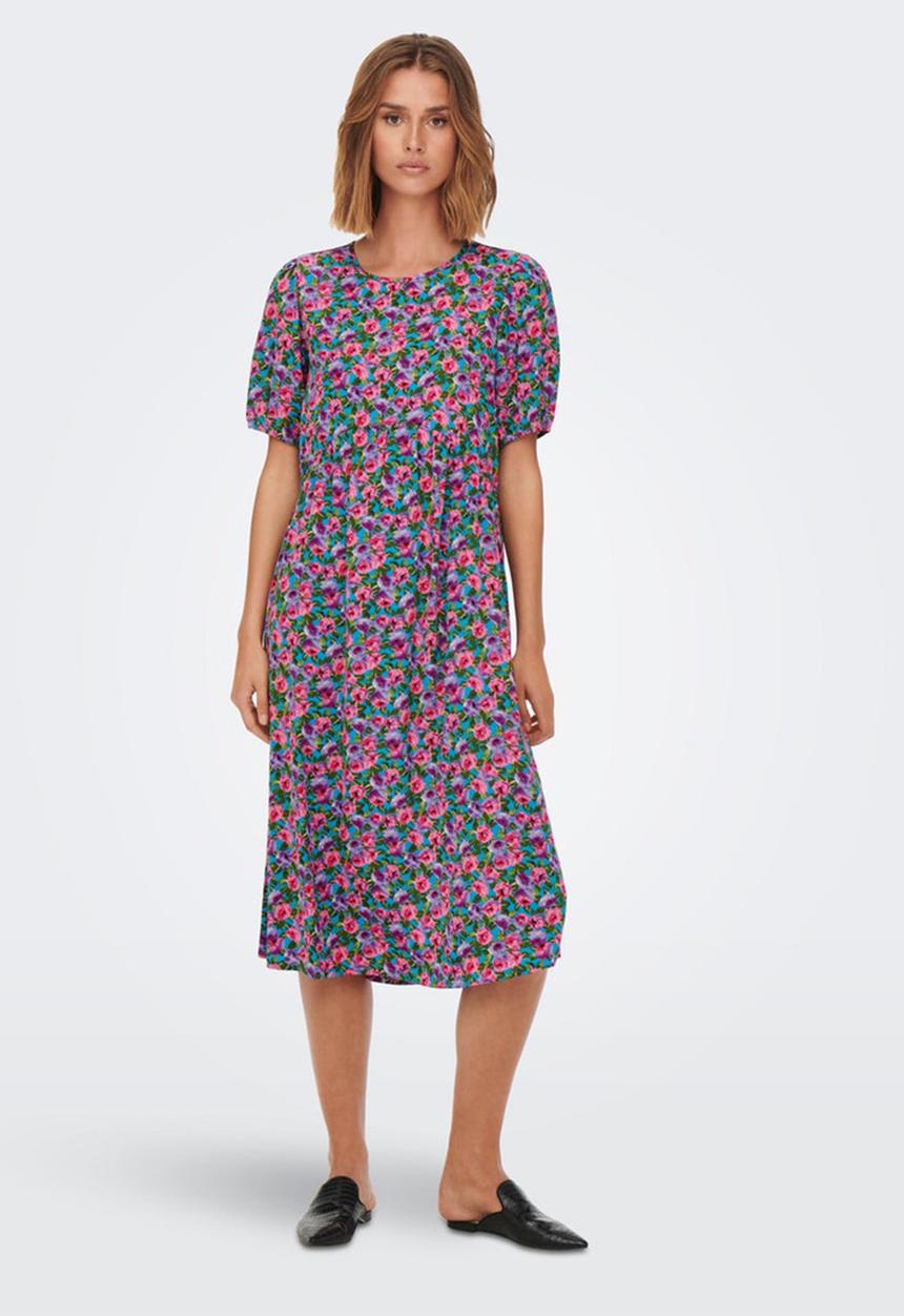 Jacqueline de Yong - Ella 2/4 midi dress wvn - bluejay roses
