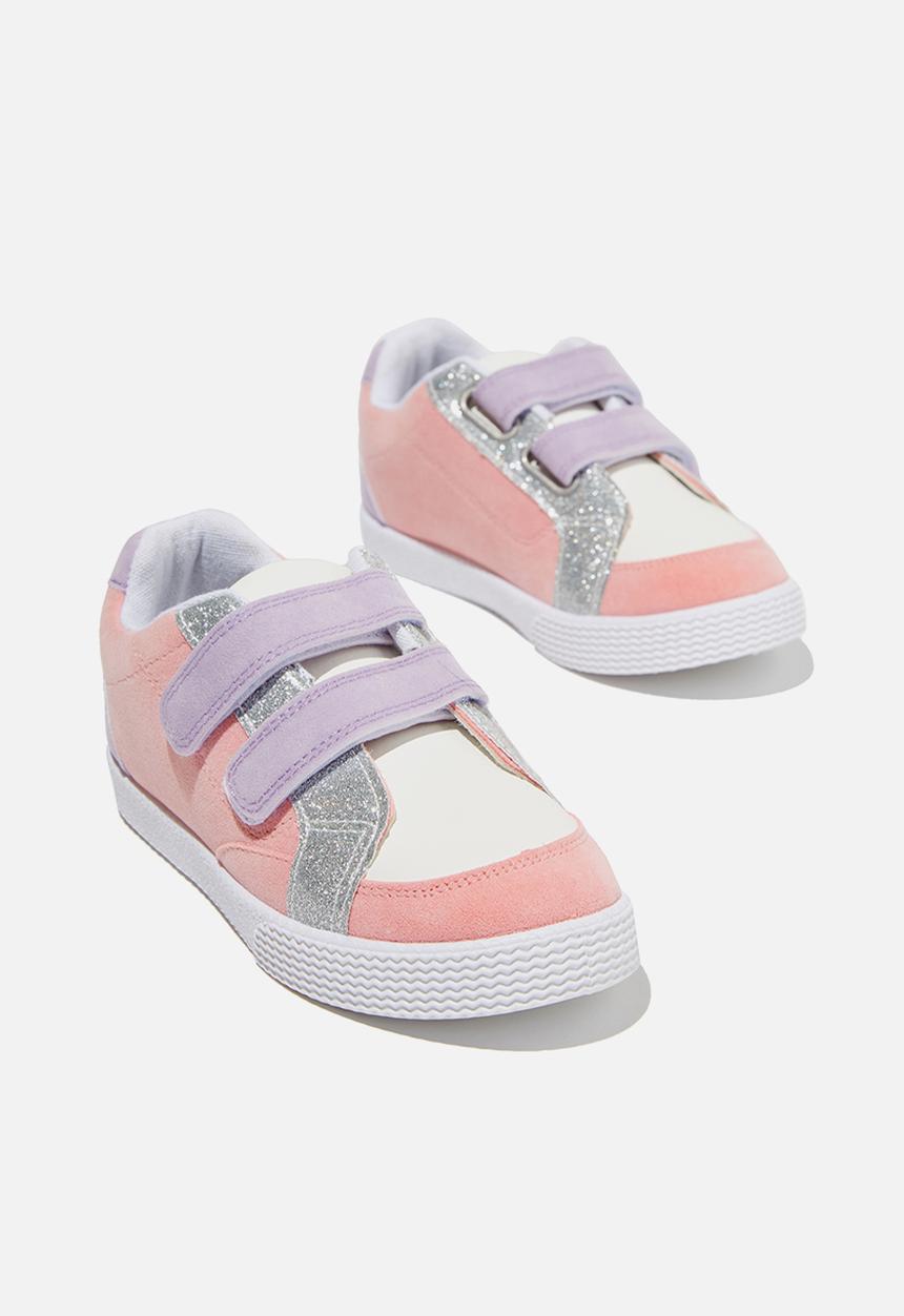 Cotton On - Darcy double strap trainer - pink & lilac glitter