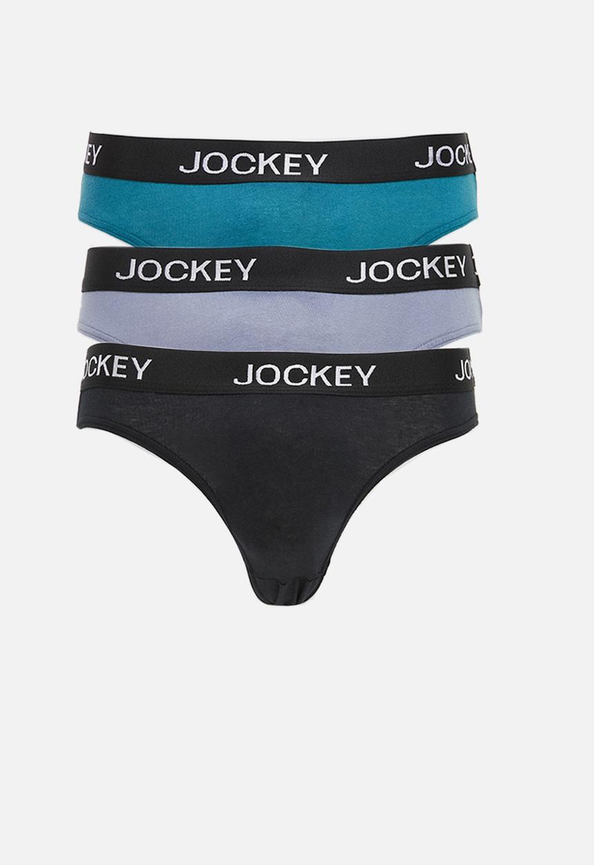 Jockey - 3Pk Great value skant - black/moroccan blue /grisaille