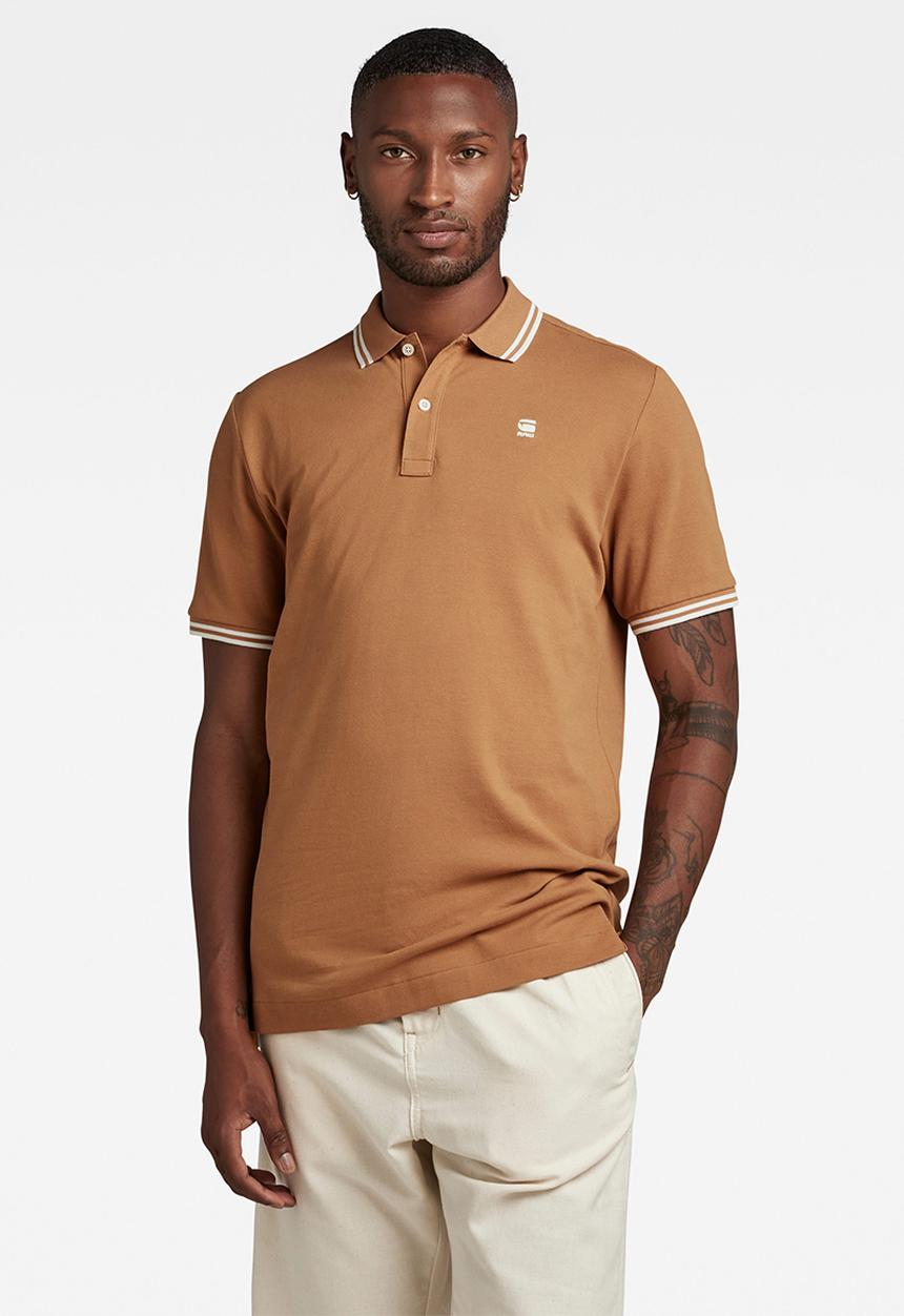 G-STAR - Dunda slim stripe polo s\s premium stretch pk o - chipmunk