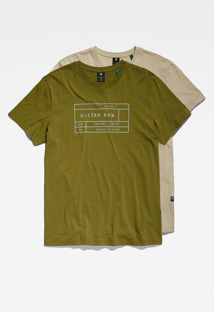 G-STAR - Graphic 2 pack r t compact jersey o - avocado/postbag