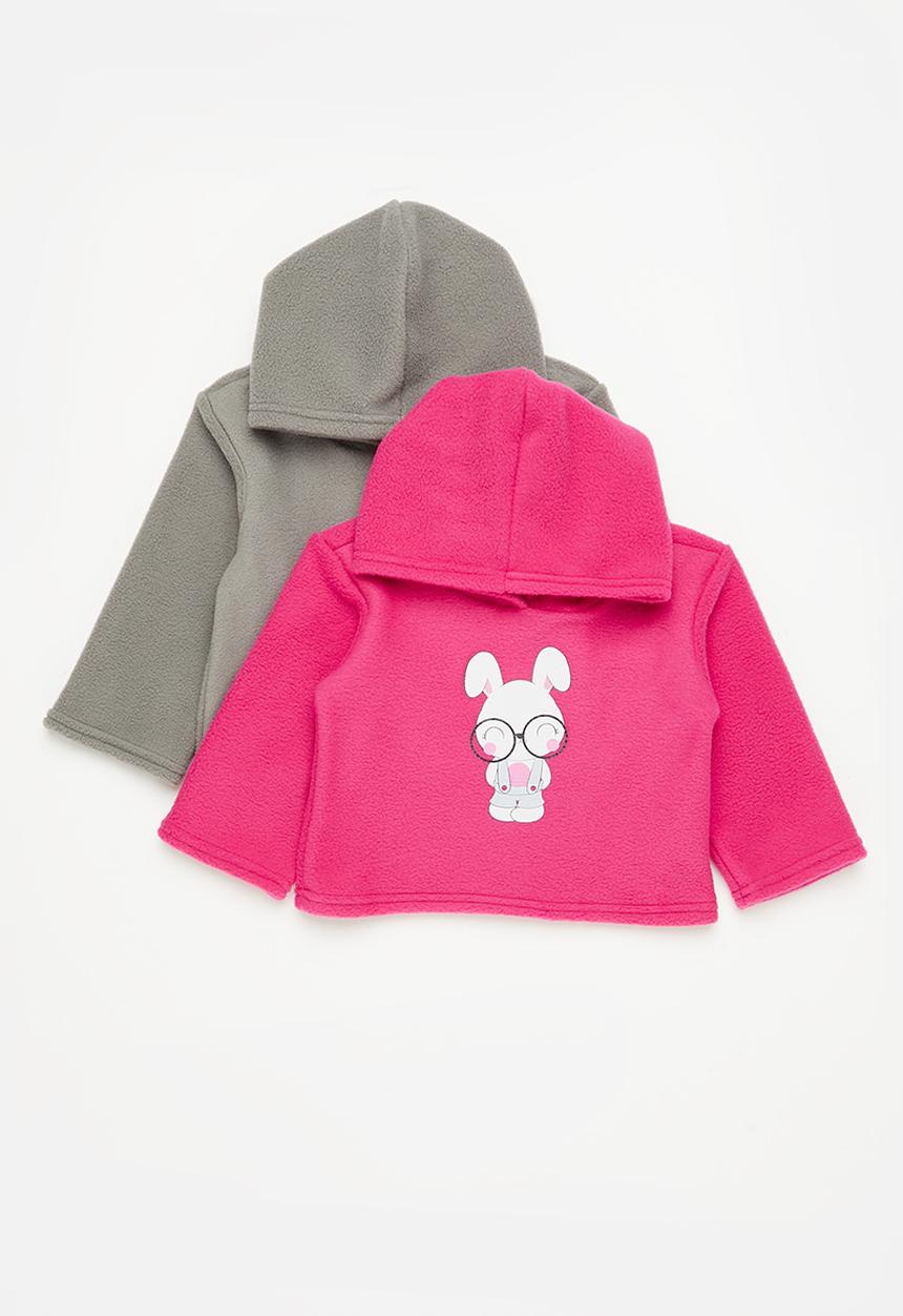 Superbalist - 2 pack polar fleece hoodie - cerise & light grey