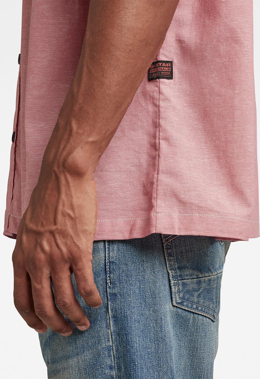 G-STAR - 1 Pocket boxy shirt short sleeve tiki linen - pink ink/milk