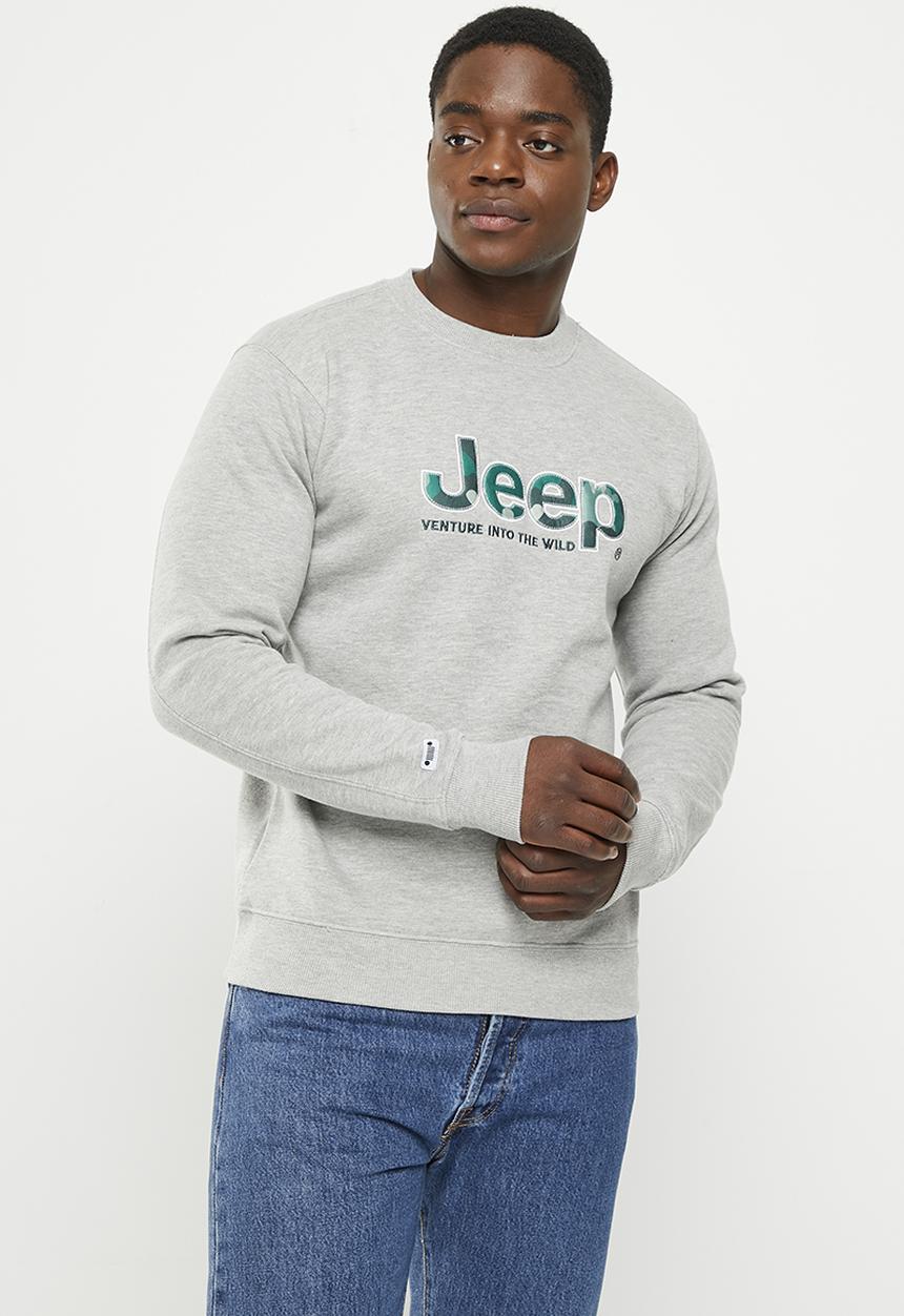 JEEP - Logo applique crew neck - grey
