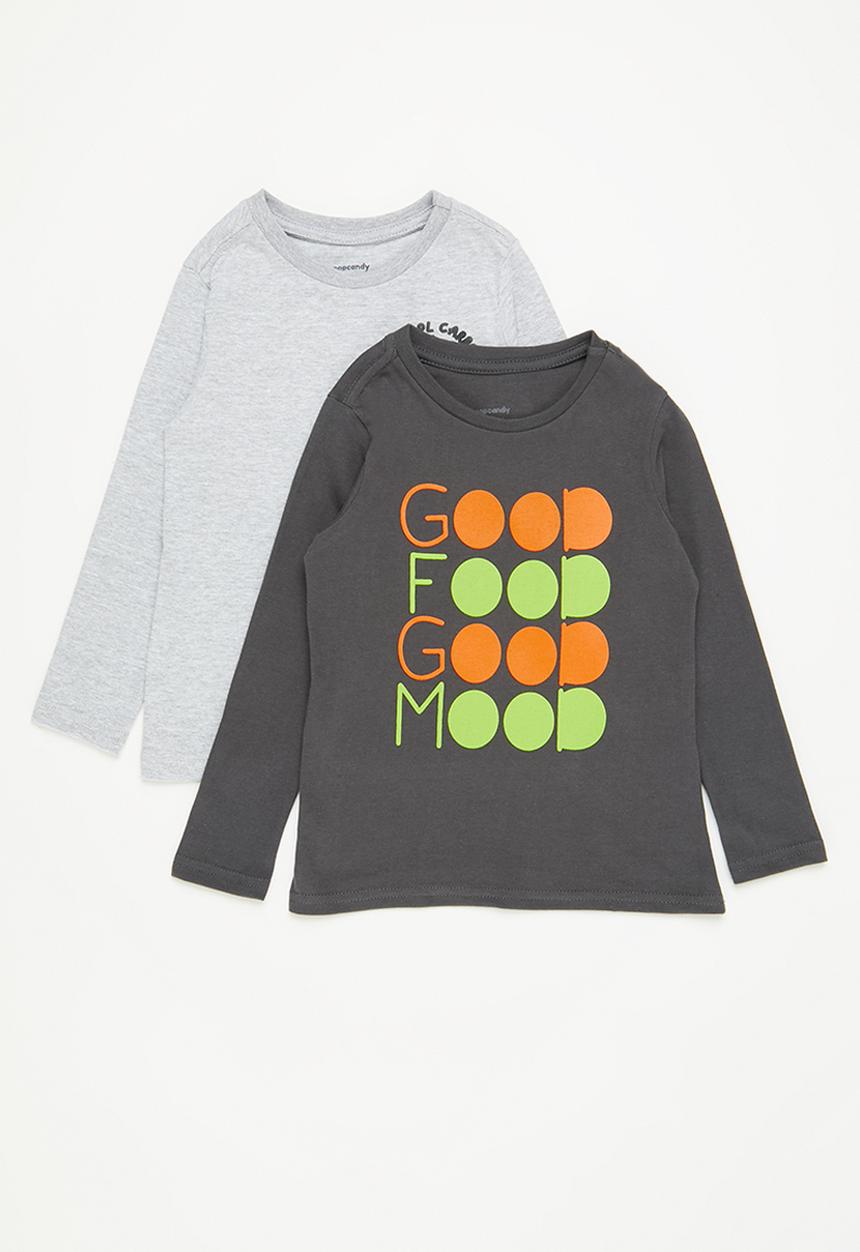 Pop Candy - 2 pack graphic tee - charcoal/grey