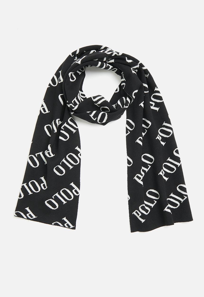 POLO - Polo aop jacquard scarf - black