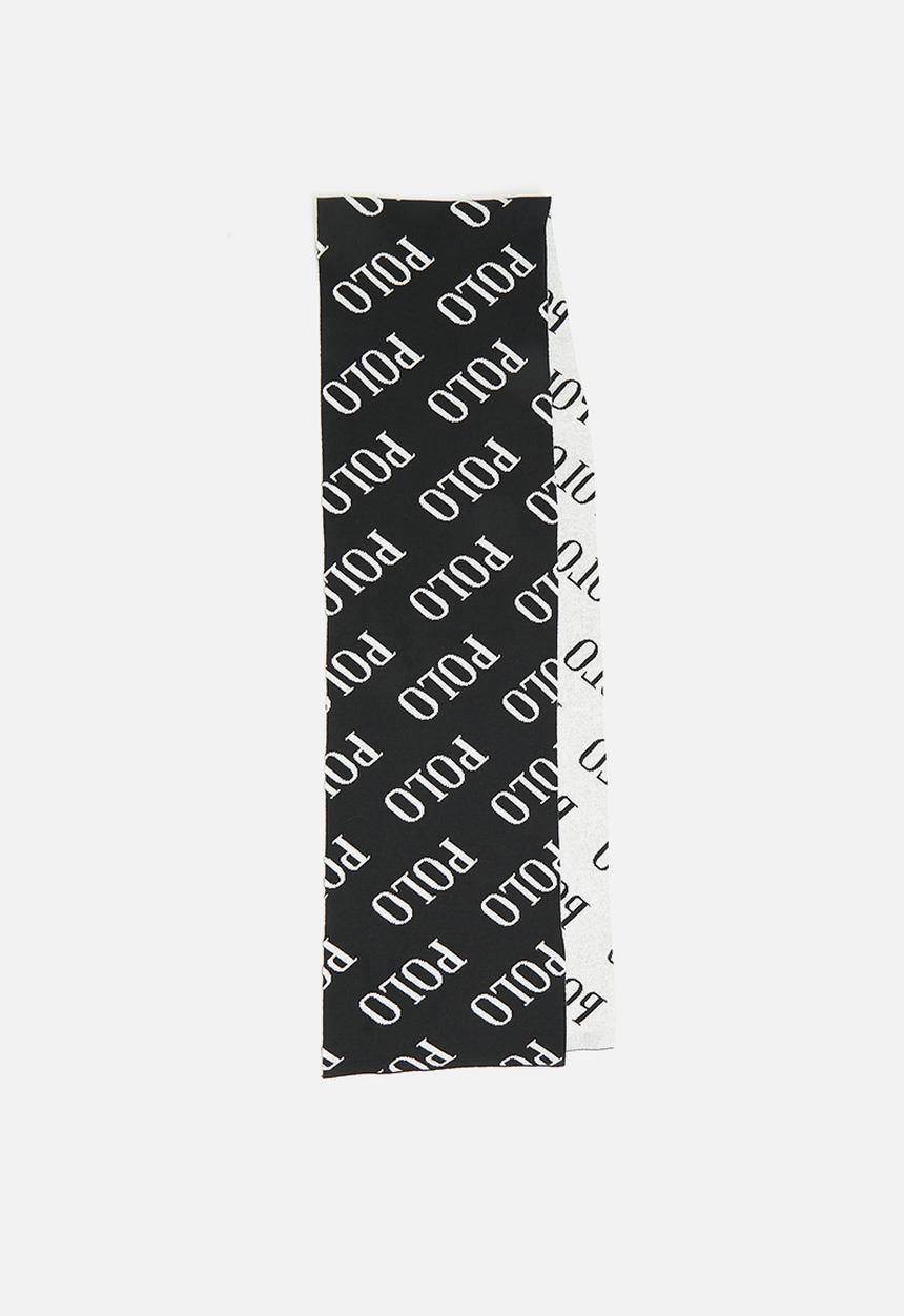 POLO - Polo aop jacquard scarf - black