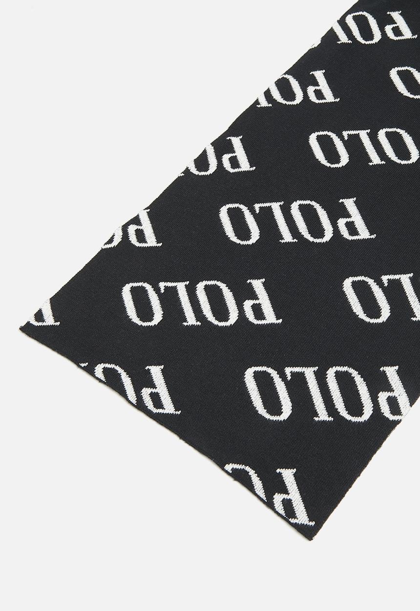POLO - Polo aop jacquard scarf - black
