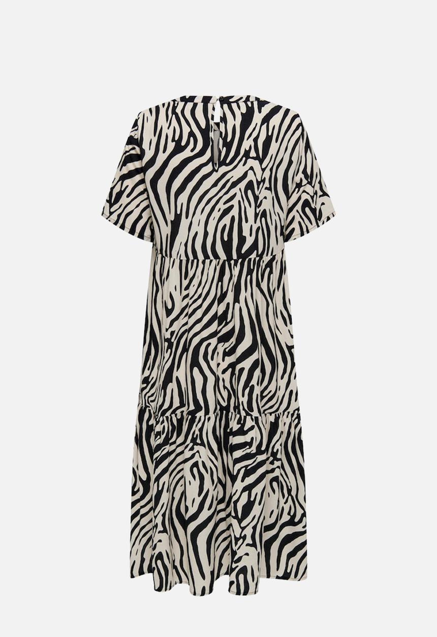 Jacqueline de Yong - Plus starr life short sleeve midi dress wvn - black tapioca zebra