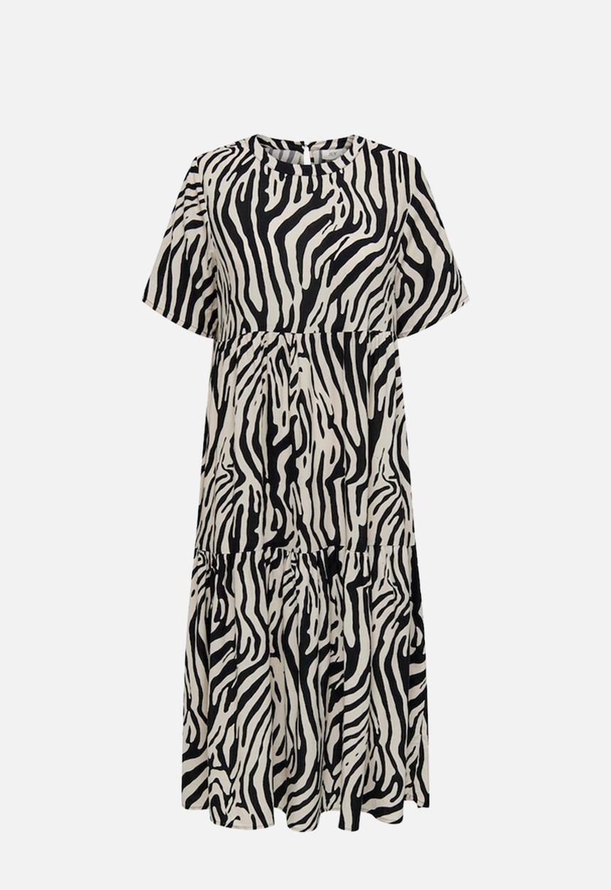 Jacqueline de Yong - Plus starr life short sleeve midi dress wvn - black tapioca zebra