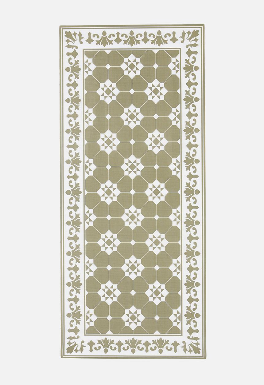 Fotakis - Floral tiled vinyl kitchen/patio runner - green