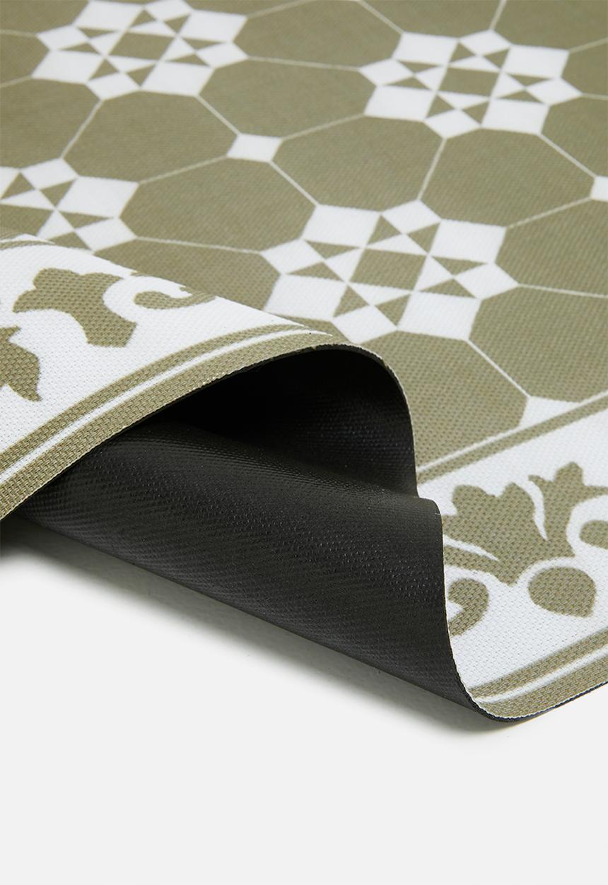 Fotakis - Floral tiled vinyl kitchen/patio runner - green