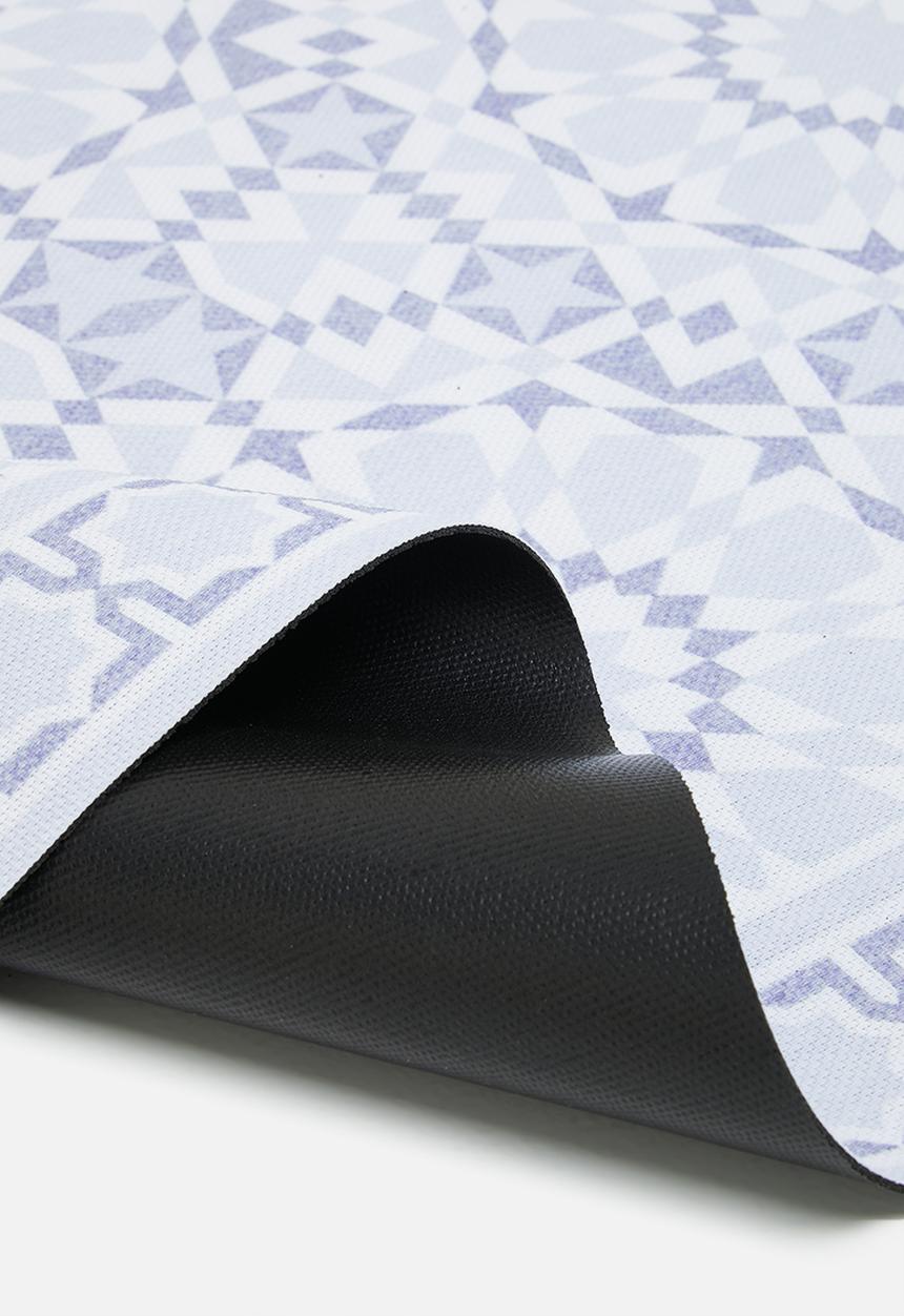 Fotakis - Abstract tiled vinyl kitchen/patio runner - blue