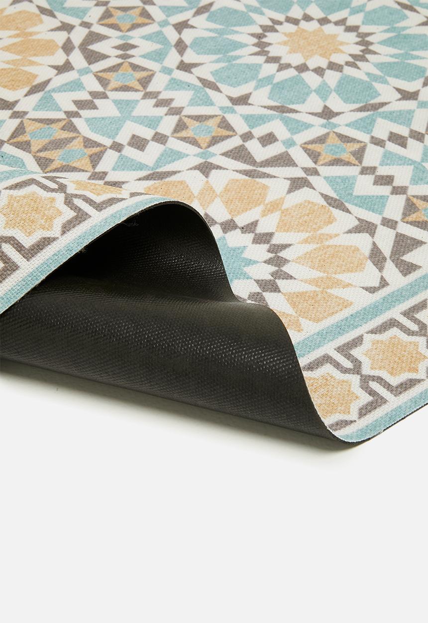 Fotakis - Geo tiled vinyl kitchen/patio runner - multi