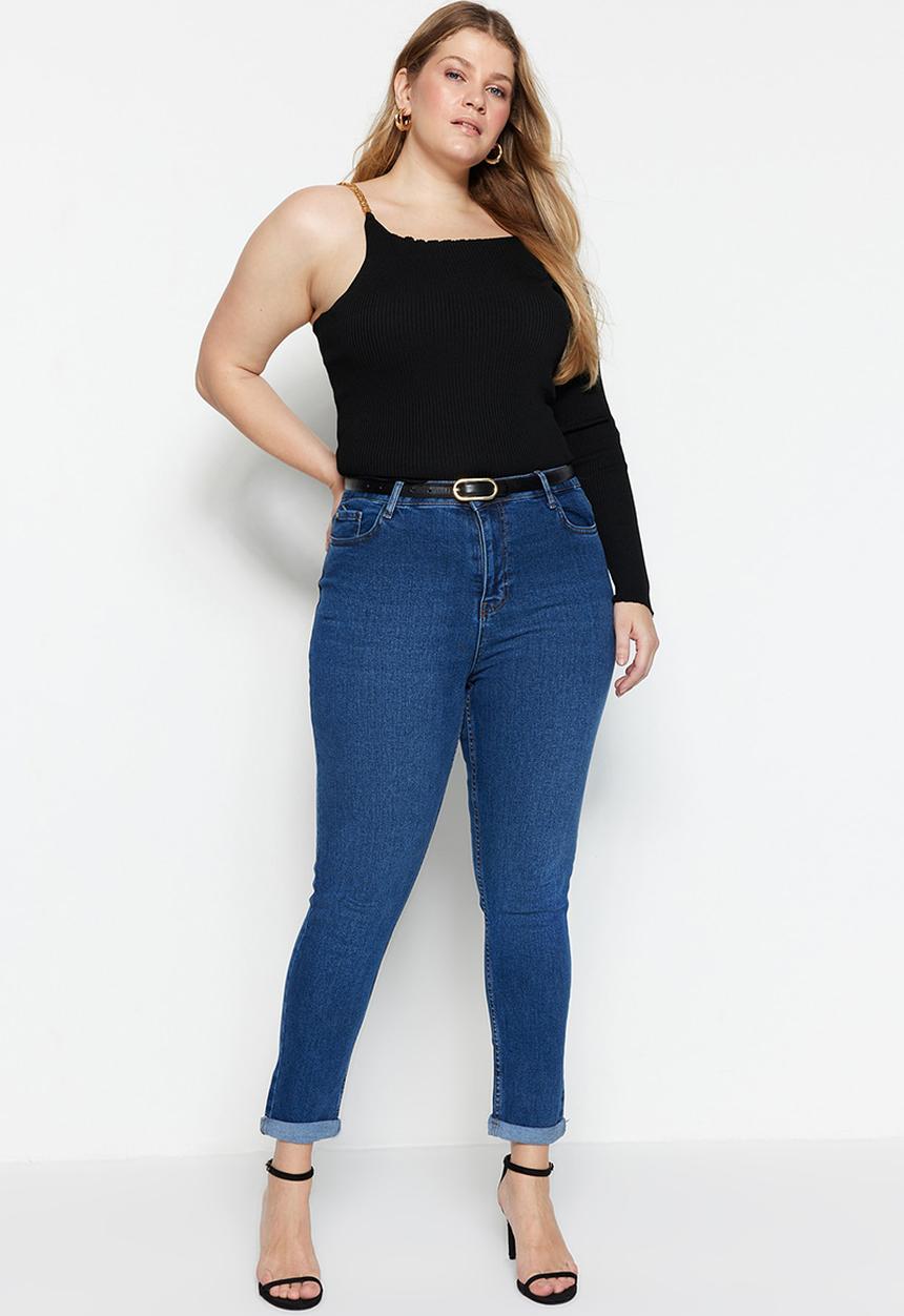 Trendyol - Plus turn up skinny jeans - clear blue