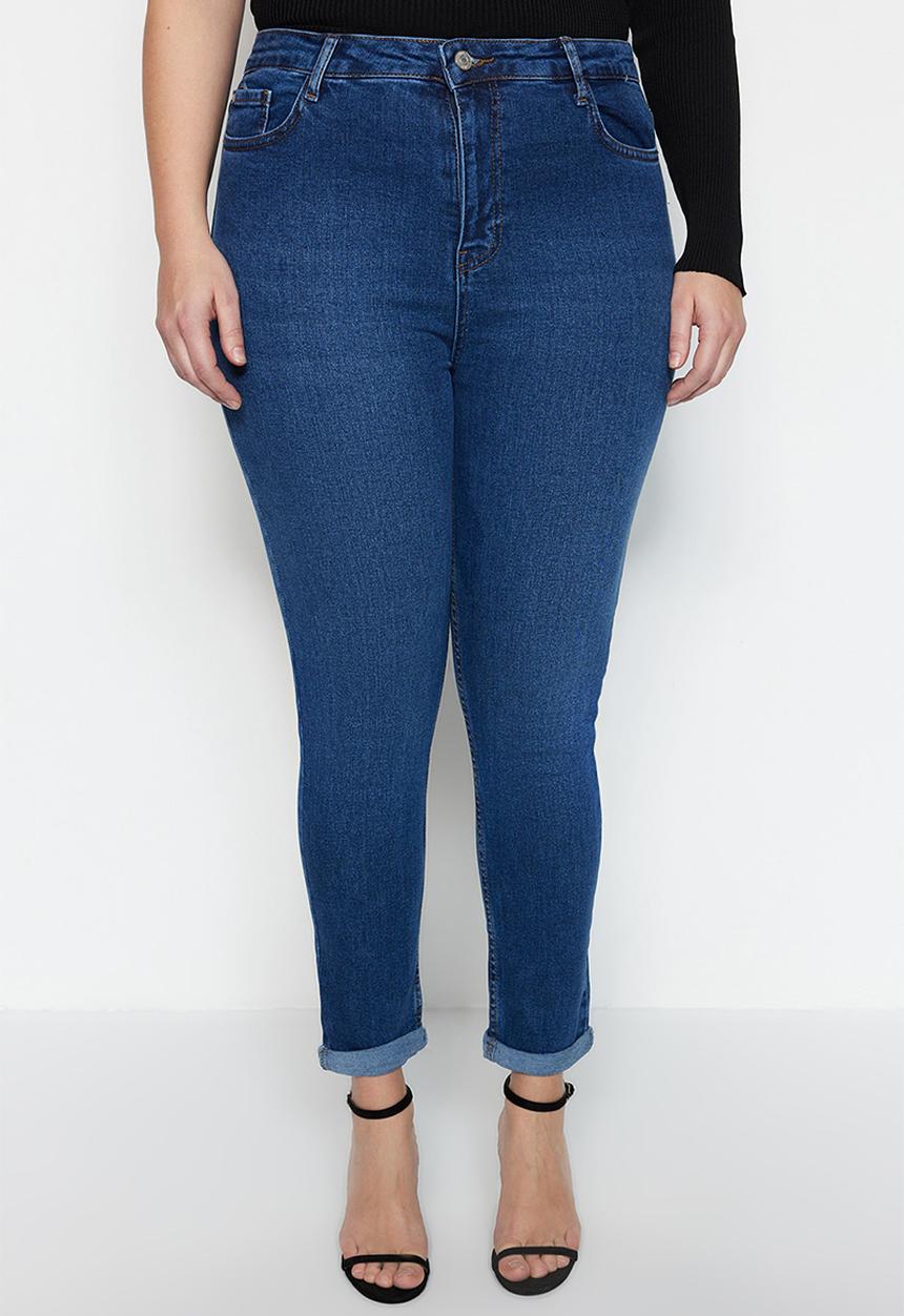 Trendyol - Plus turn up skinny jeans - clear blue