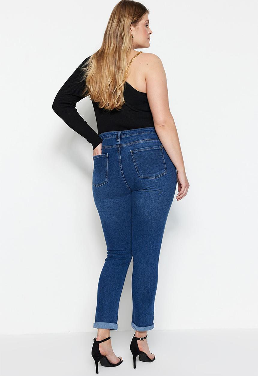 Trendyol - Plus turn up skinny jeans - clear blue