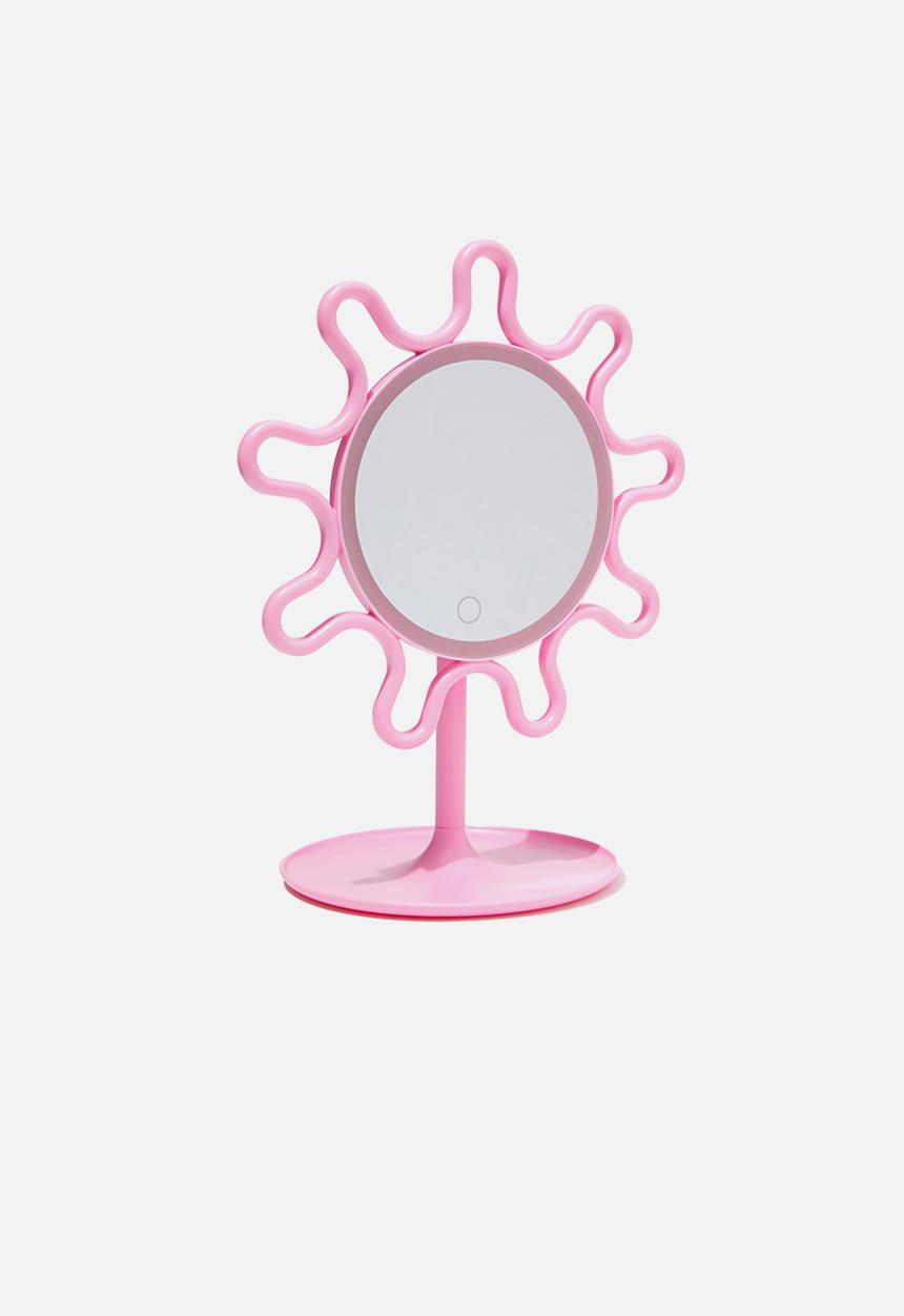 Typo - Shaped mirror desk lamp - pink daisy